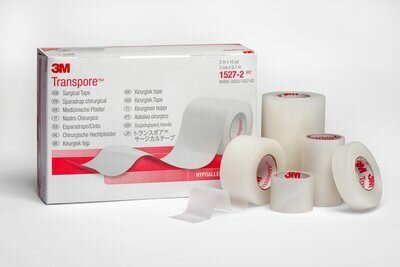 3M Transpore Surgical Tape, 1527-0, 1,25 cm x 9,1 m, box 24 rolls